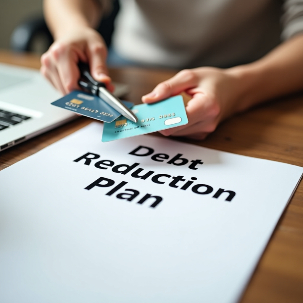 Person struggling with multiple credit cards and bills
